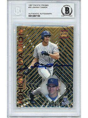 Johnny Damon Signed 1997 Pacific Prisms #35 Royals Beckett BAS Slabbed MLB Auto